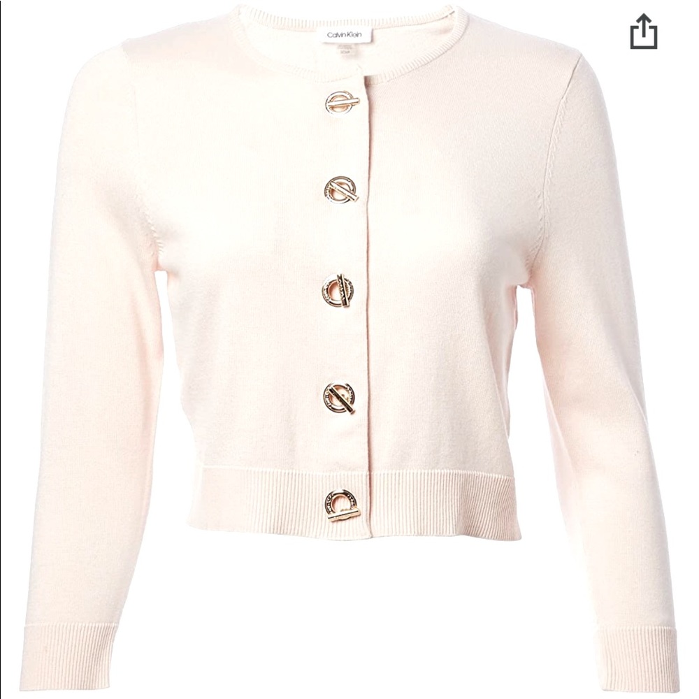 Calvin Klein Three Quarter Sleeve Button Shrug